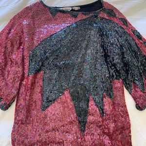 Vintage Beaded Sequinned Women’s Top Size Medium